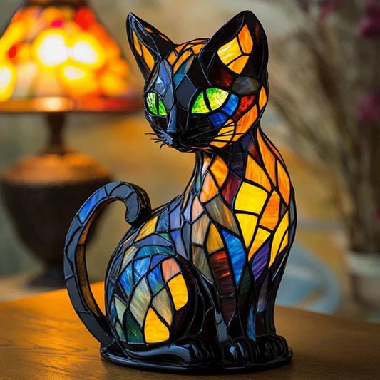 Whisker Glow Stained Glass Cat Lamp