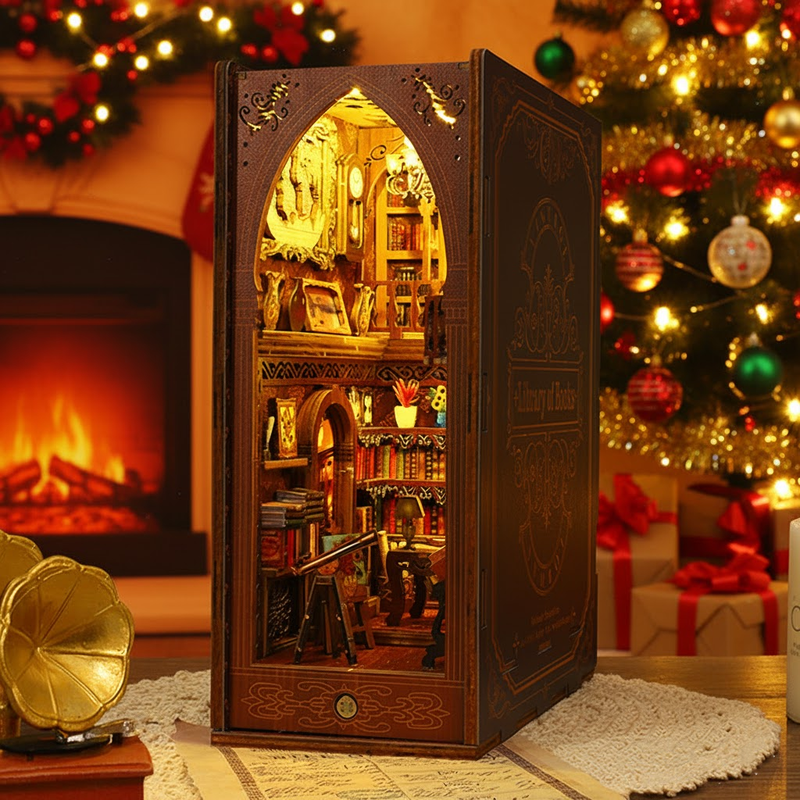 Library Of Books Wooden Puzzle Book Nook Bookshelf — DIY Book Nook Kit