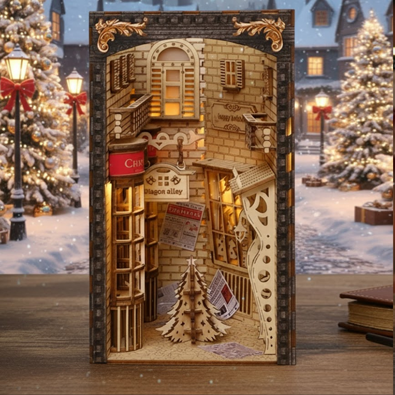 Magic Diagon Alley Christmas Edition DIY Book Nook Kit — DIY Book Nook Kit for Beginners