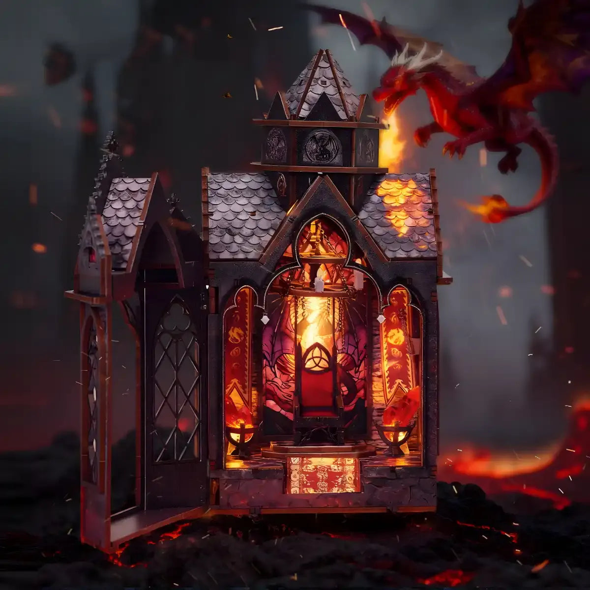 Fourth Wing Book Nook Spire of the Wyrm – DIY Book Nook Shelf Insert