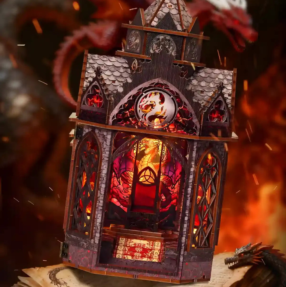 Fourth Wing Book Nook Spire of the Wyrm – DIY Book Nook Shelf Insert