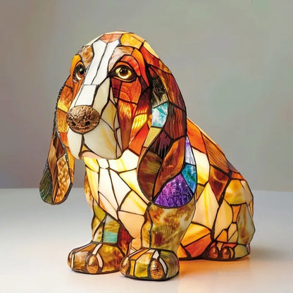 Cozy Pup Stained Glass Lamp