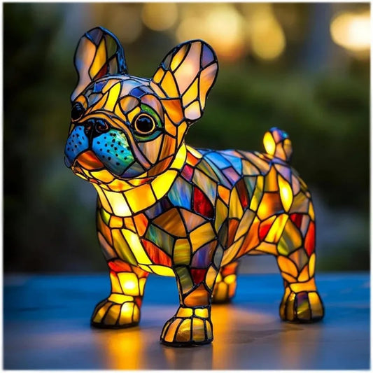 Cozy Pup Stained Glass Lamp