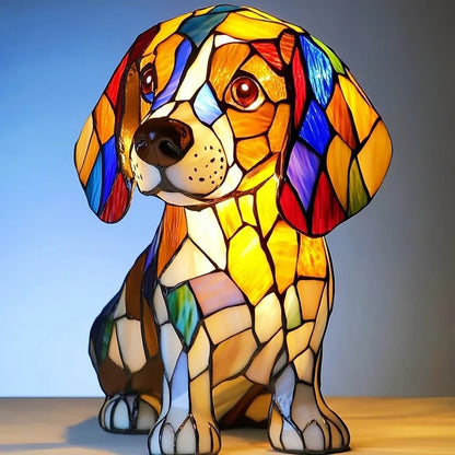 Cozy Pup Stained Glass Lamp