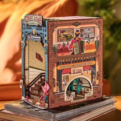 City Stairwell Glow – Street Scene Book Nook