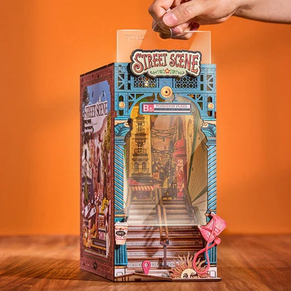 City Stairwell Glow – Street Scene Book Nook