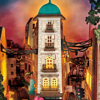 City Stairwell Glow – Street Scene Book Nook